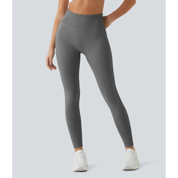 Halara Seamless Flow High Waisted Booty Scrunch Leggings Eiffel Tower Gray S 7/8 - Picture 2 of 7